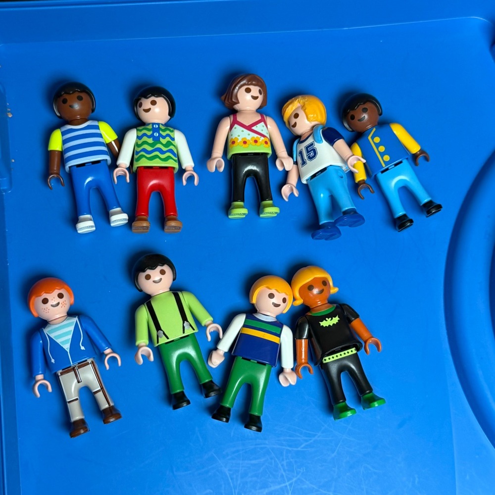 Playmobil Geobra 1990's VTG Kids Figure Lot of 9 Diverse Children Toy Figures